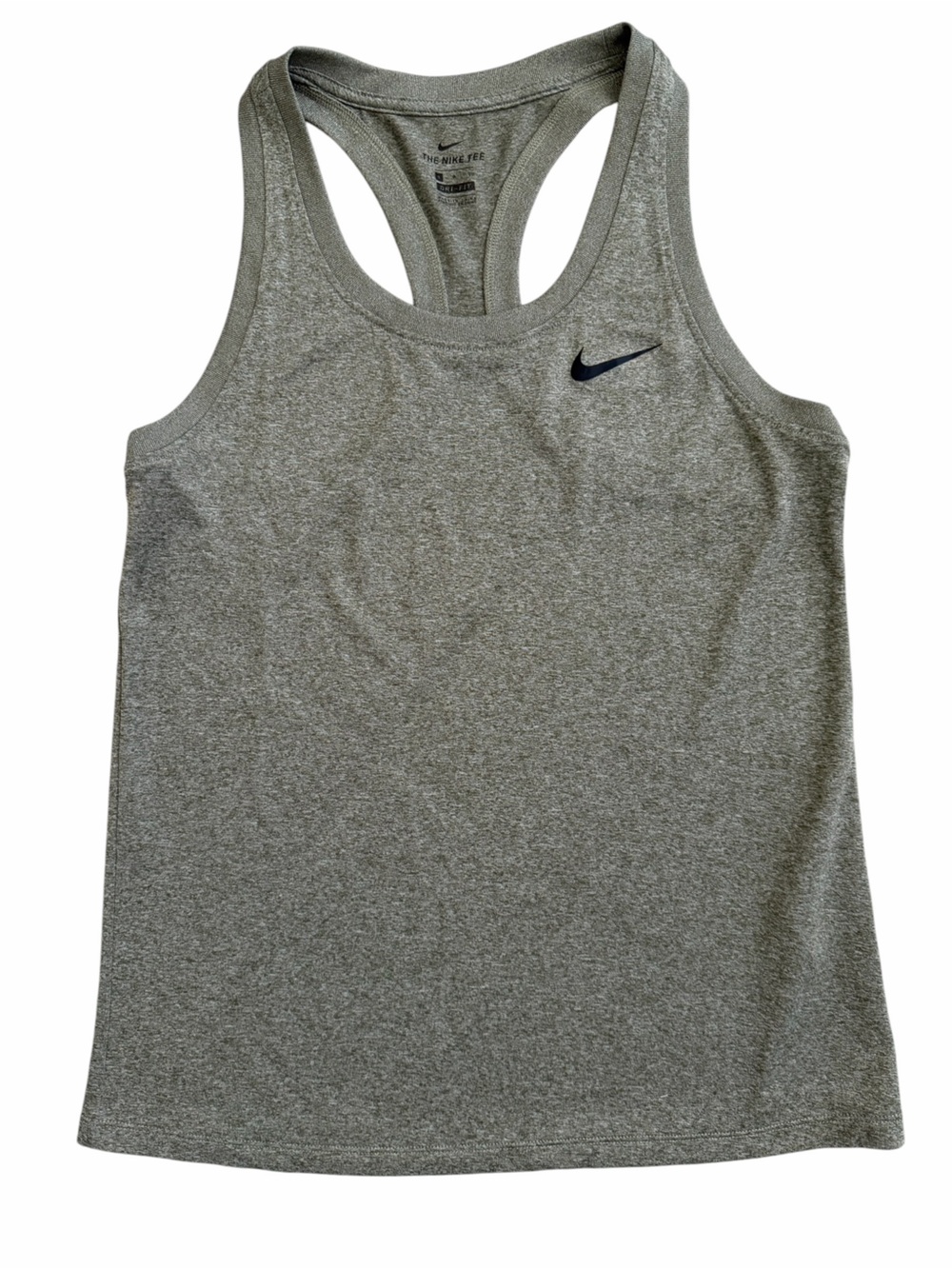 Nike Gray Racerback Dri Fit Tank Top Womens Size S Athletic Gym Workout Swoosh